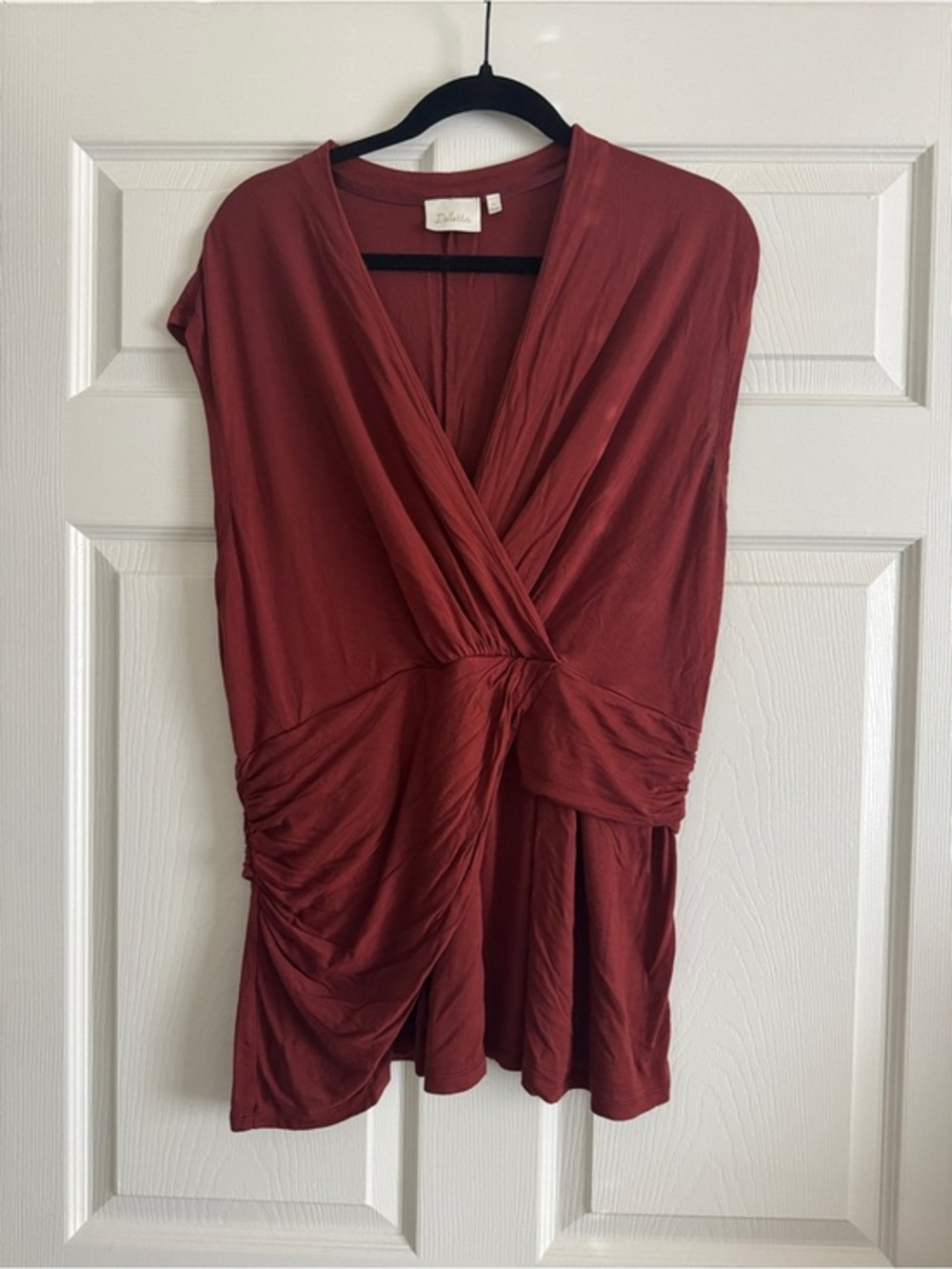 Anthropologie | Deletta Faux Wrap Blouse | Brick Red | XL